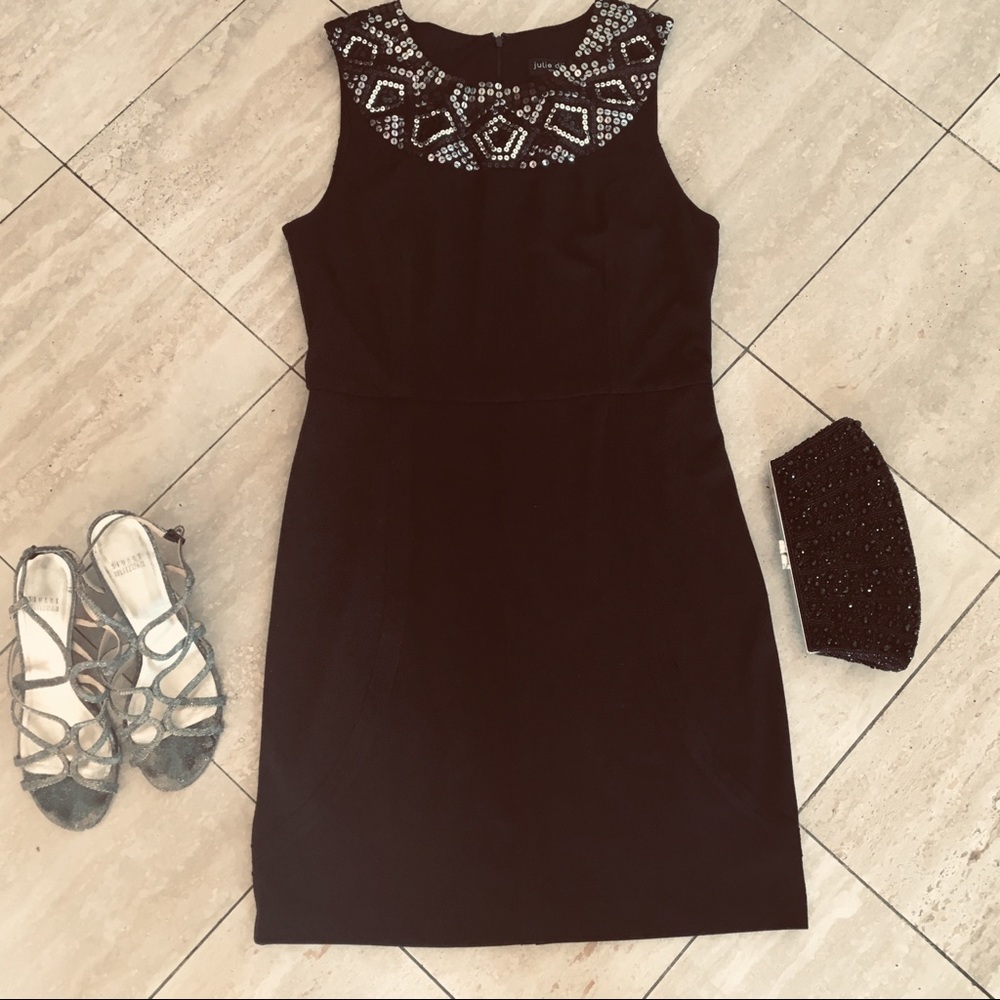 FINAL SALE LBD with sequined neckline Size 10